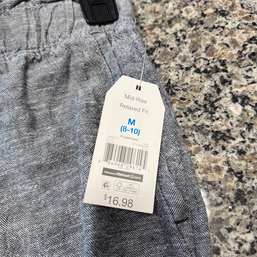 New Time and Tru Mid Rise relaxed fit TT Linen Pant Size medium 8-10 - Picture 3 of 4